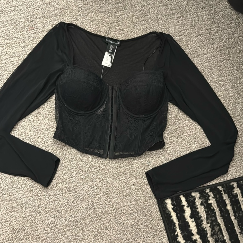 Black Longsleeve Corset Top